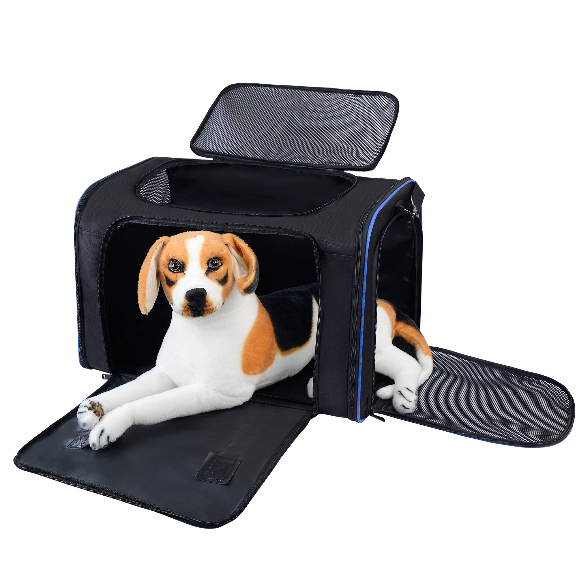 Wholesale Outdoor Pet Travel Carrier Bag Folding Pet Cage for Medium Cats Dogs with Locking Safety Zippers