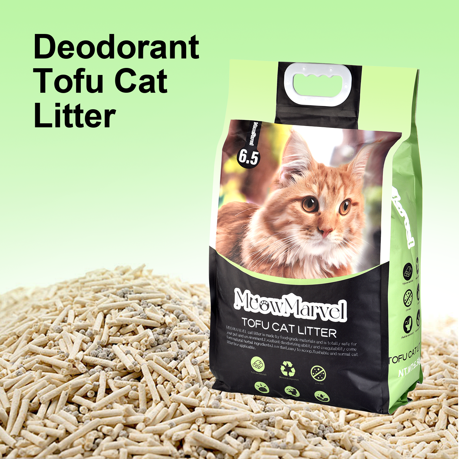 Toilet Flushable Low Tracking environment friendly strip shape Green tea Tofu cat litter best custom