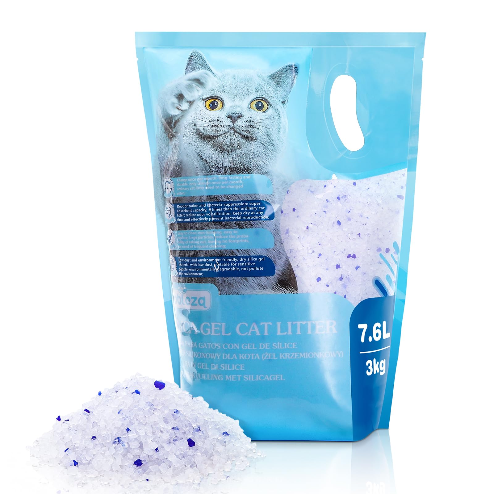 Silicate Crystals Cat Litter 7.6 L/3 kg - Highest Quality, Dust-free and Lump-Free, with Superior Odour Control
