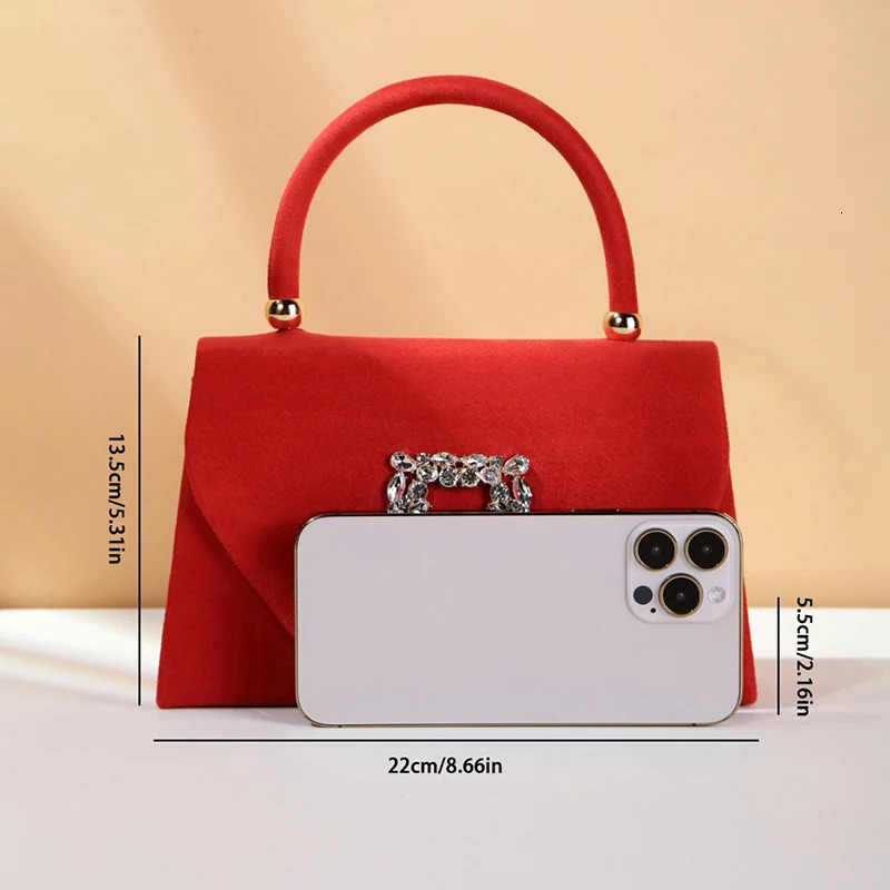 Womens Handbag Velvet Allmatching Evening Bag Shiny Rhinestone Party Crossbody with Chain Elegant Shoulder 241125