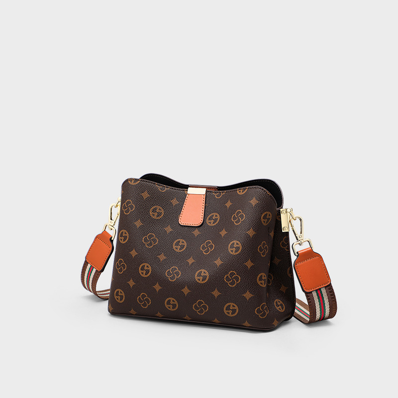 Fashion Bag Women's High-Value Fashionable Western Style Crossbody Bag Casual Commuter Shoulder Bag-Presbyter Brown