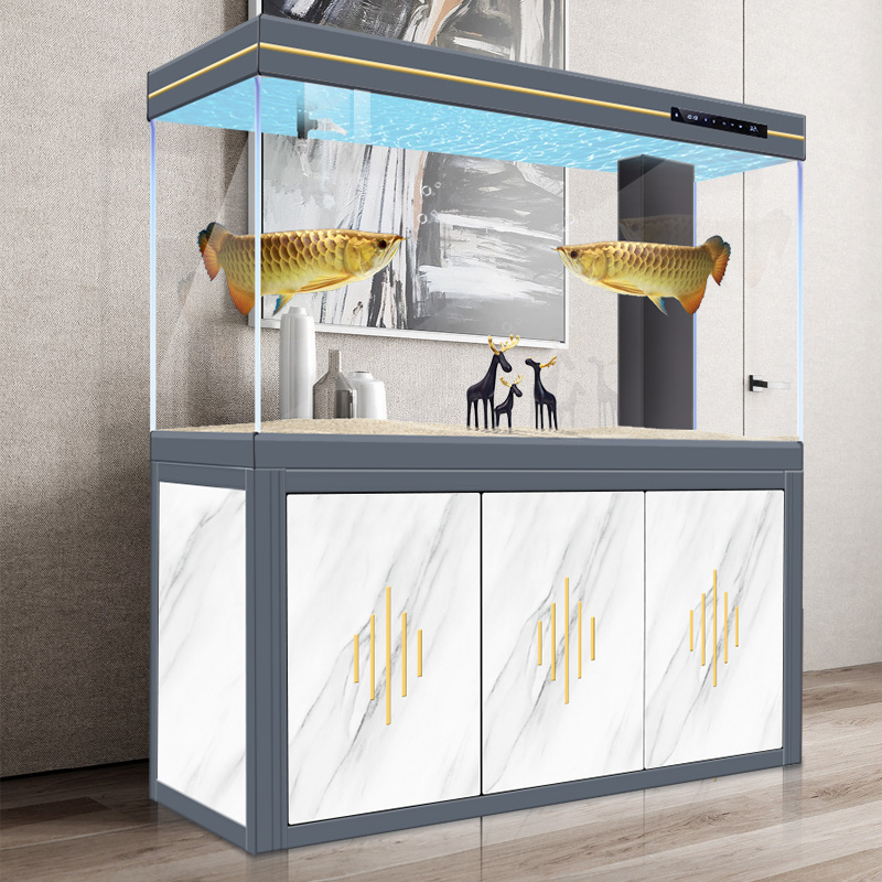 Super white glass aquarium Aquarium large living room live fish tank Marine Fish Tanks Farm Aquaculture new