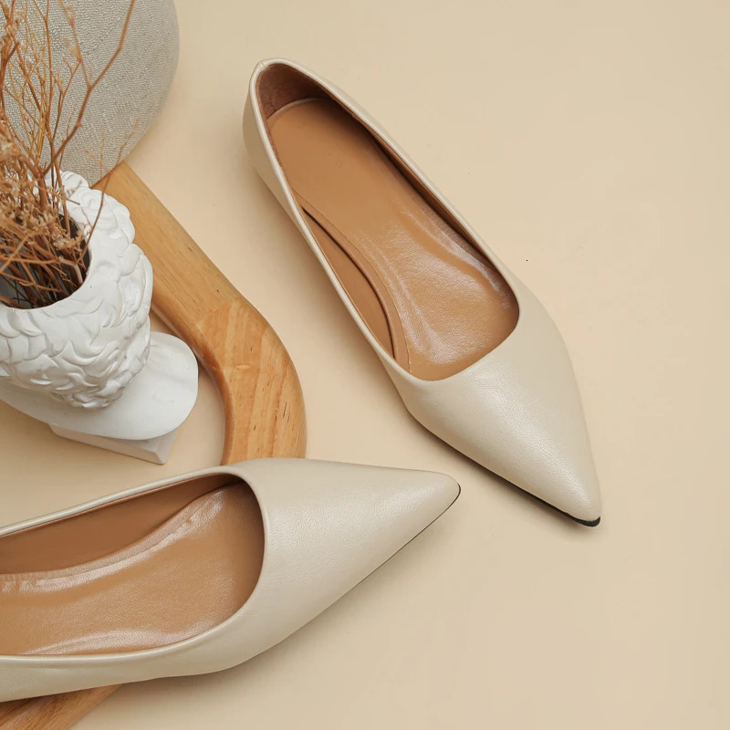 Pointed Toe Shallow Mouth Square Heel Small Leather Shoes Womens Elegant Fashion High Heels Dress Shoes Zapatos Mujer 241126
