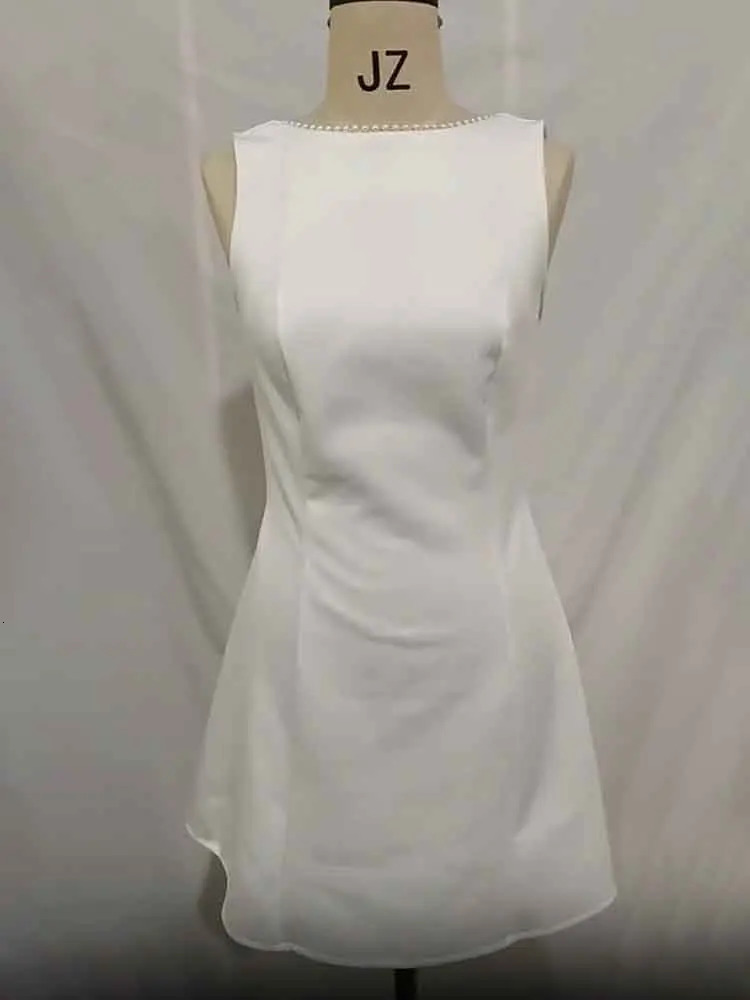 NIDANSSI White Pearl Backless Bow Evening Party Dress Women Robes Elegant Sexy Bodycon Mini Summer Vestidos 241112