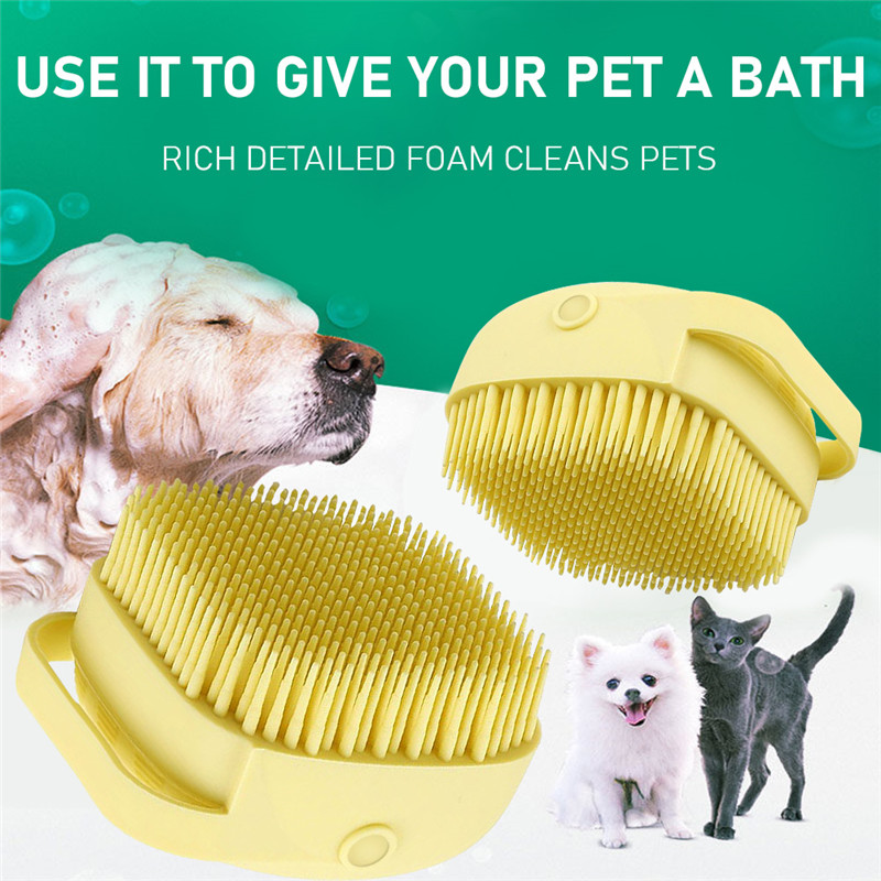 Soft Silicone Dog Brush Pet Shampoo Washing Dispenser Massage Gloves Brush
