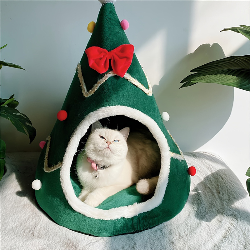 Houses For Cats Christmas Beds Winter Pet Supplies Warm Bed Puppy Accessories Things Cushions Accessory House Dog Habitats