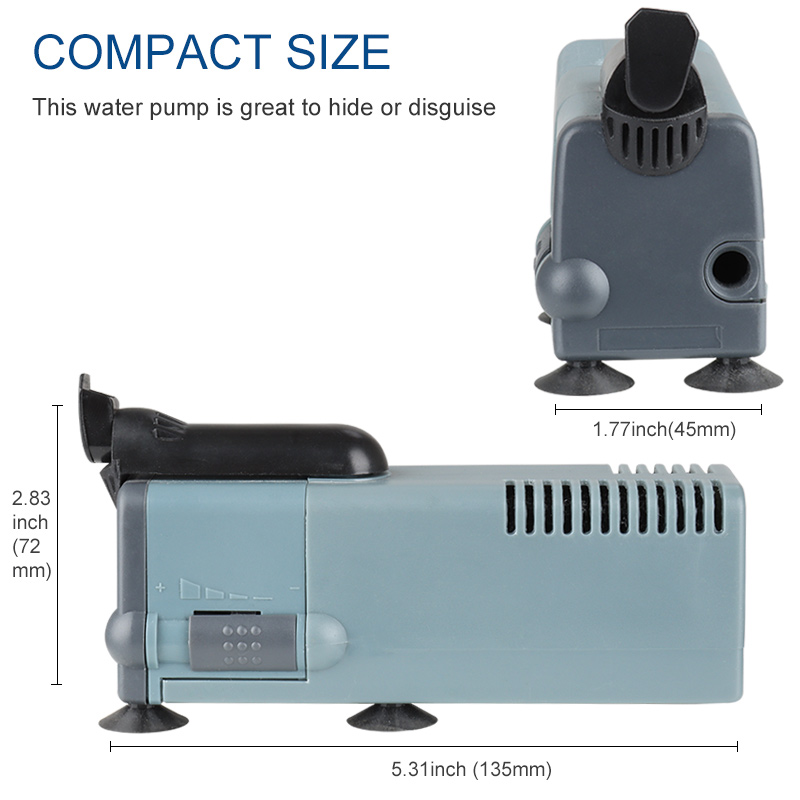 Heto 132GPH Submersible Pump(500L/H, 5W),1.64ft lift,aquarium pump,water pump for Fish Tank,Pond,Aquarium,Statuary,Hydroponics
