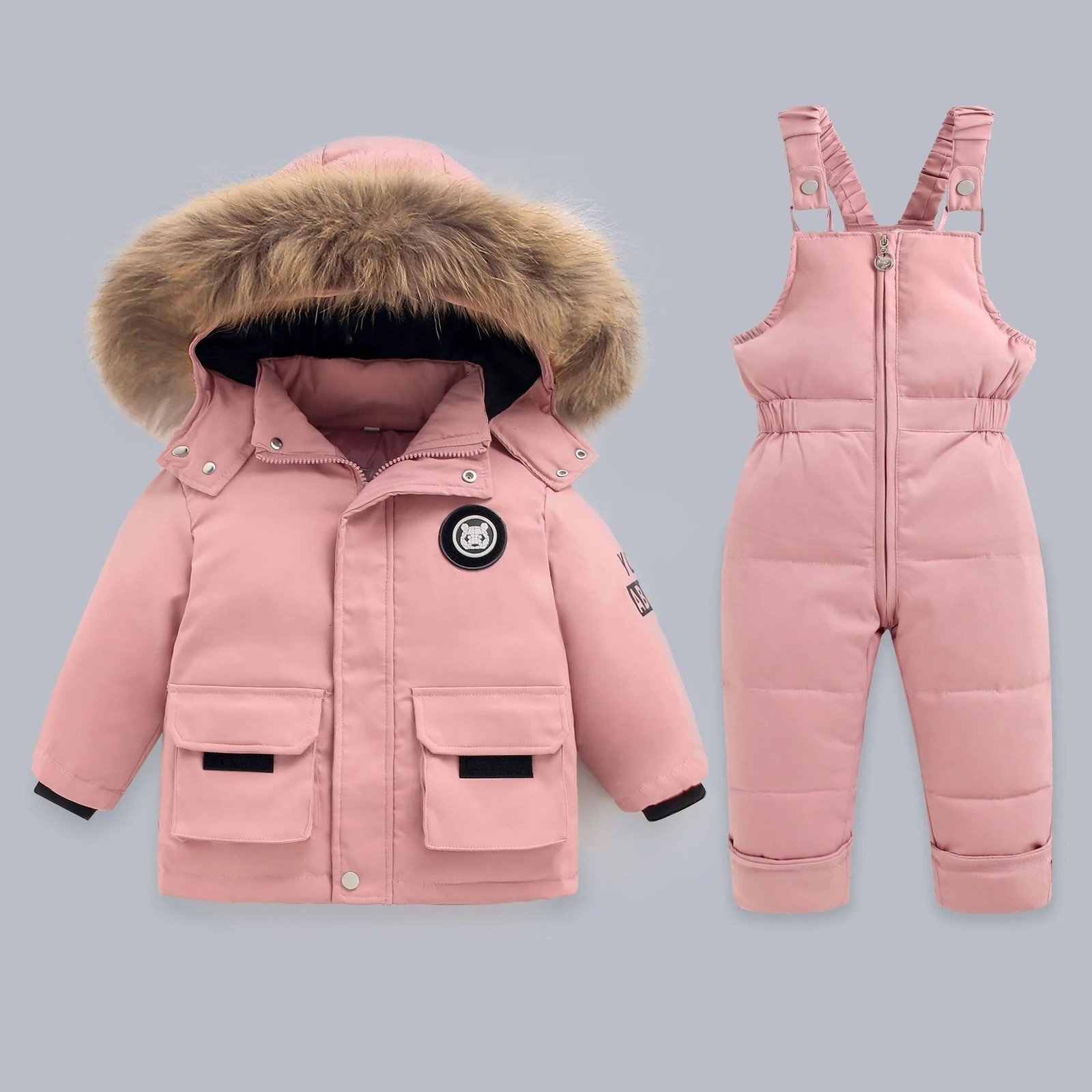 Winter Warm Down Jackets Boys Thicken Jumpsuit parka Overalls Baby toddler Girl Clothes Kids Snowsuit Children Clothing Set 2pcs 241126
