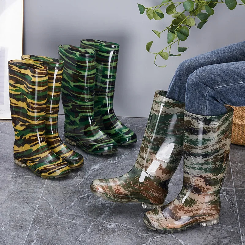 Rain boots thick solid soft galoshes outdoor waterproof botas para lluvia hombre 241126