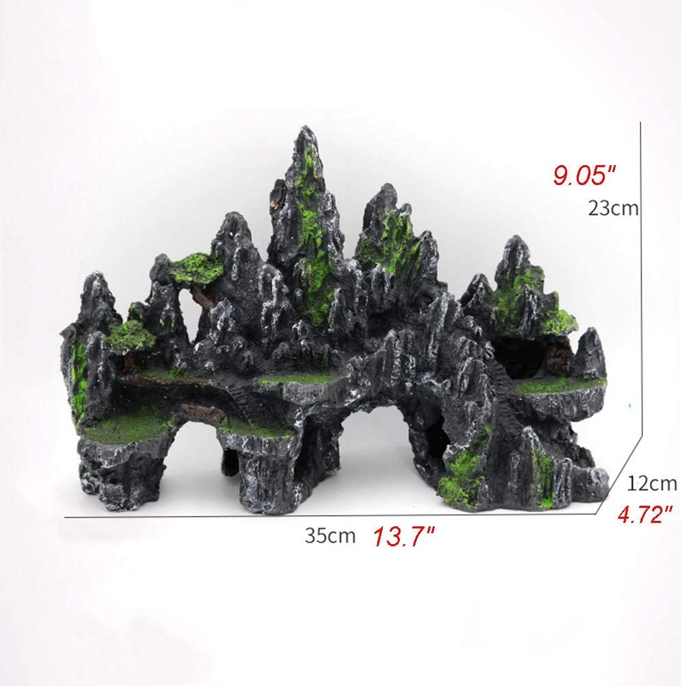 Large Fish Tank Decorations Mountain View Aquarium Ornament Tree House Cave Bridge Fish Tank Decoration