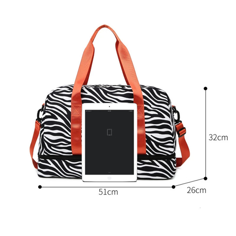 Large Capacity Travel Bag Wet and Dry Shoulder Luggage Handbag Leisure Sports Fitness Bag Leopard Print Womens Travel Backpack 241114