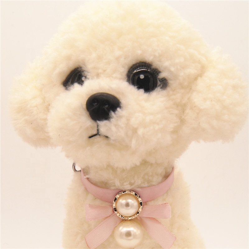 Seven-color pearl bow PU collars for cats and dogs Pet collars Factory wholesale Pet supplies