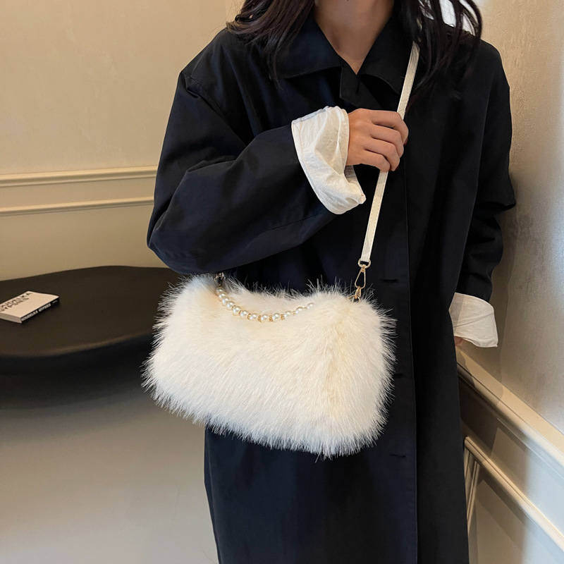 Hairy Pearl Small For Bags Handbags Women Autumn And Winter Fashion Plush Bag, Casual Versatile Single Shoulder Crossbody Bag Designer