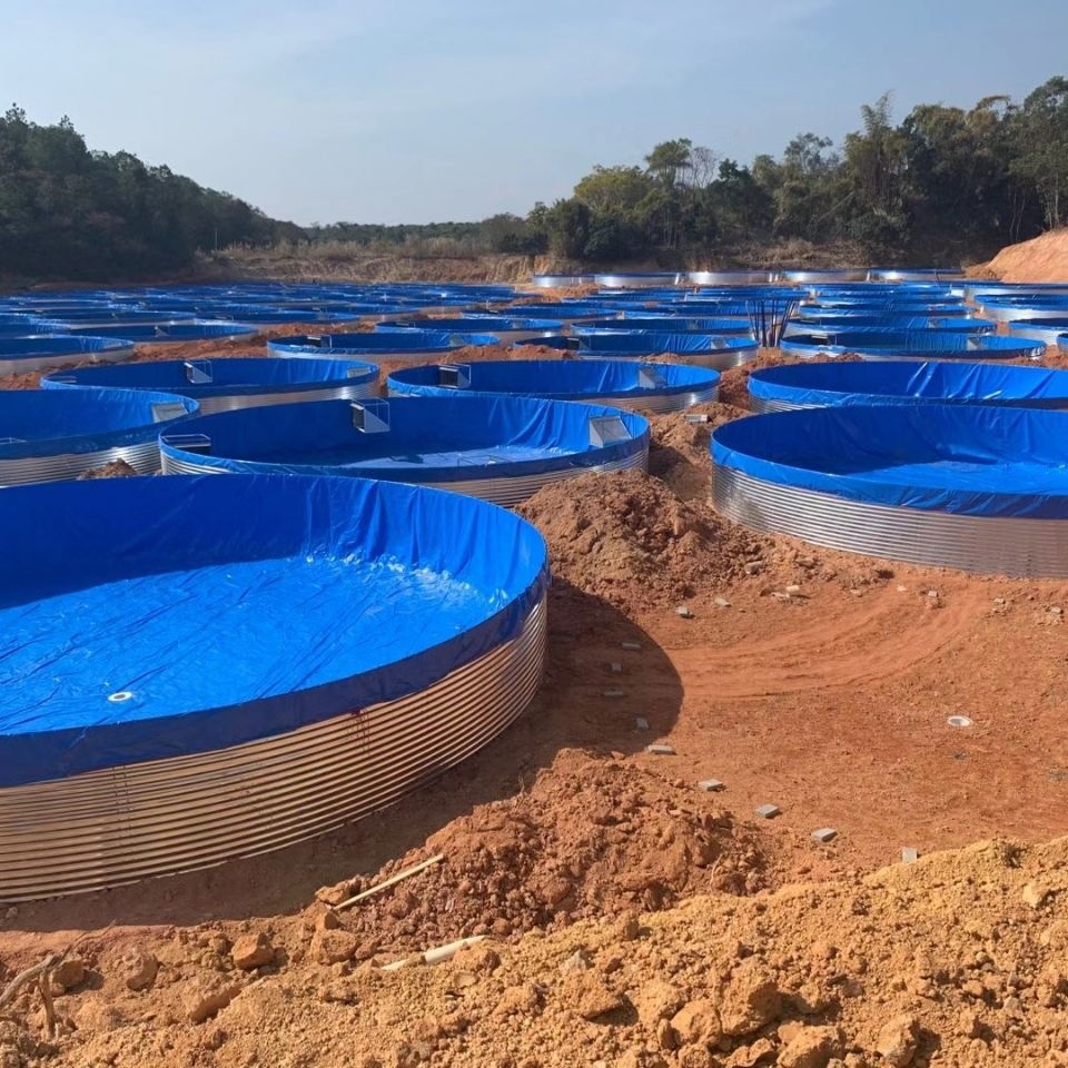 Galvanized canvas pond Large agricultural storage pond High density aquaculture pvc tarpaulin fish tank farming