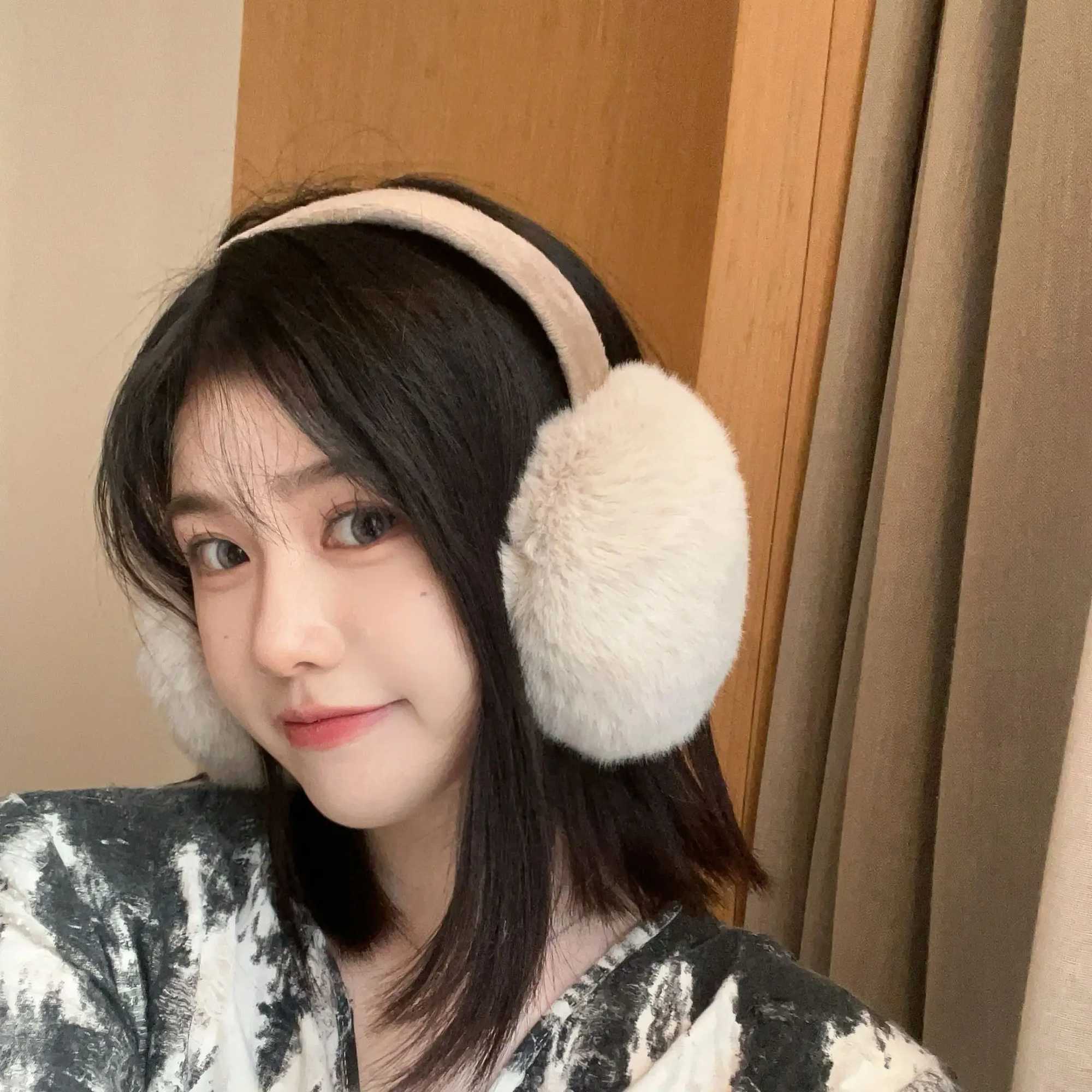 Anjj Light Brown Earmuffs 2024 Hot Sale High-End Soft Plush Imitation Rabbit Fur Ear Muffs Fashion Easy to Match AccoriesXJ241126