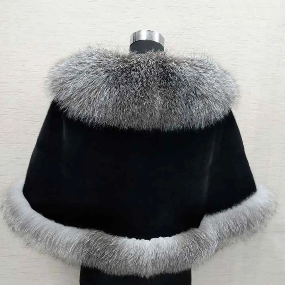 Big Bridal Faux Fur Wraps Winter Wedding Coat Warm shawls Outerwear White Black Blue Shrug Women Jacket 241112