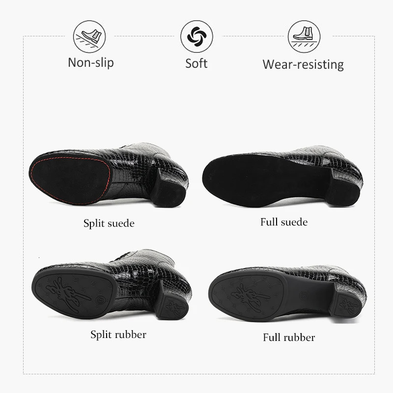 Womens Latin dance shoes smooth dance floor tango shoes stone pattern suede rubber sole waltz dance boots direct 241126