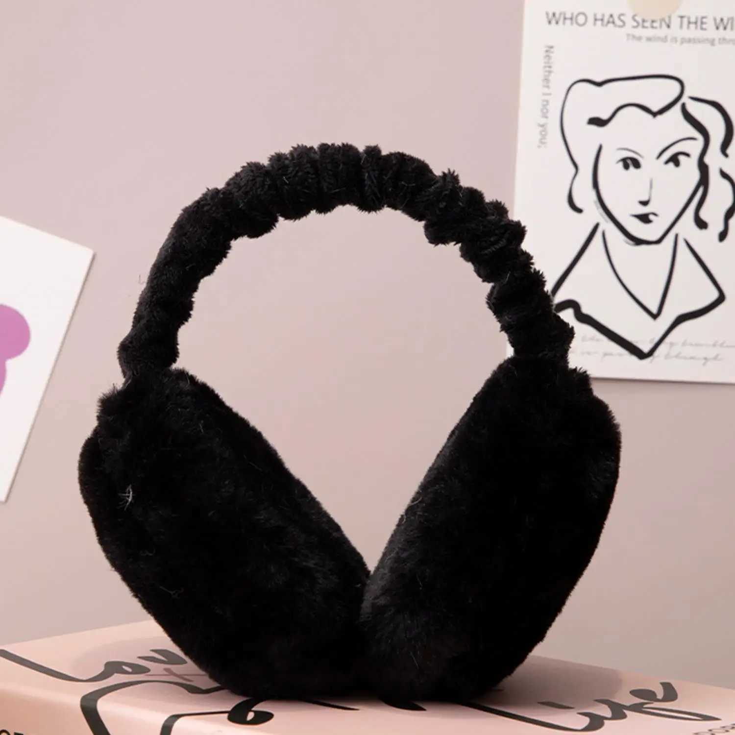 Autumn Winter Cold Protection Earmuffs Women Men Fashion Ear Warmer Black White Plush Foldable Ear Muffs Adjustable EarflXJ241126