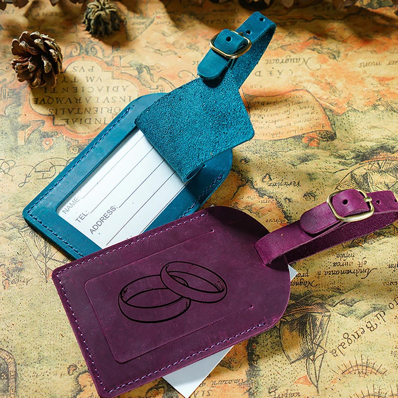 Personalized Luggage Tag Engraved Crazy Horse Label Baggage Boarding Tag Address Card Tag For Luggage And Travel Bags Gift 241114