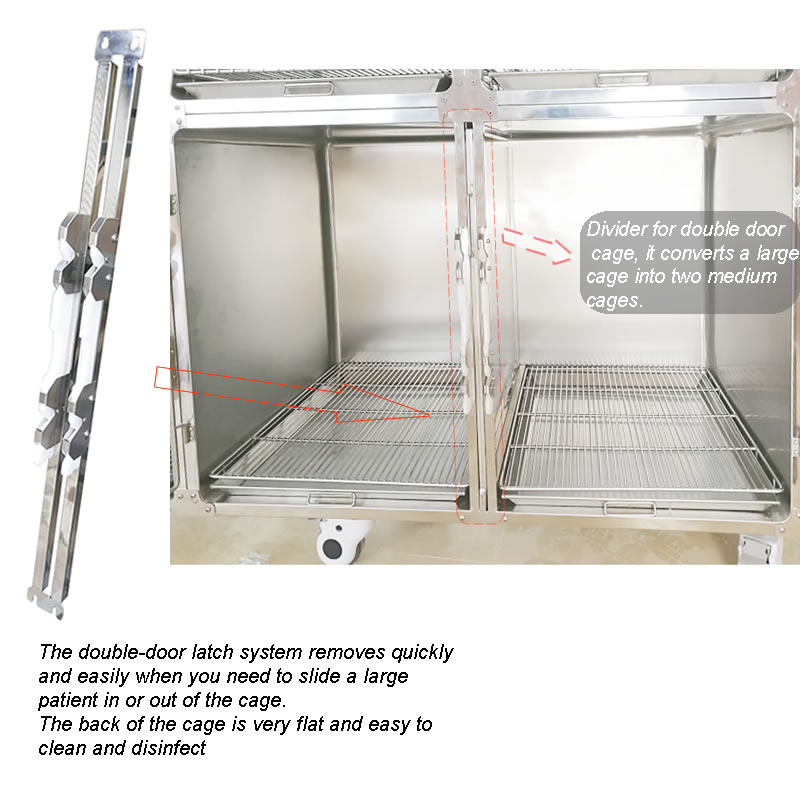 Full round corner4 door cage with grill & pan stainless steel dog cage SUS304 for veterinary Type C