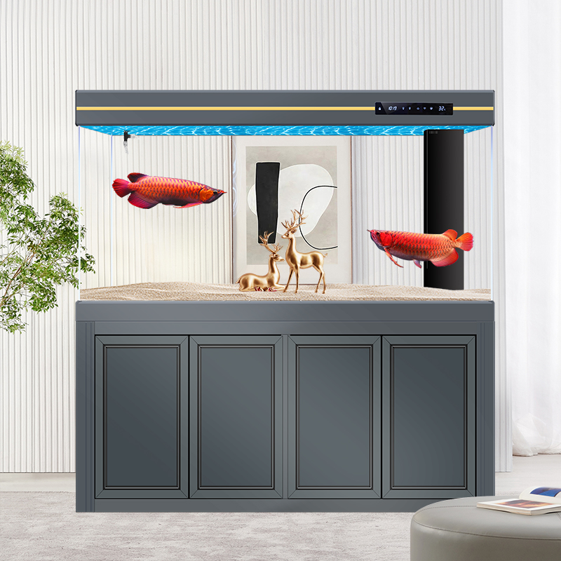 Large fish tank glass aquarium living room dragon fish tank 1.2m 1.5m 1m 3M aluminum alloy bottom cabinet bottom filter