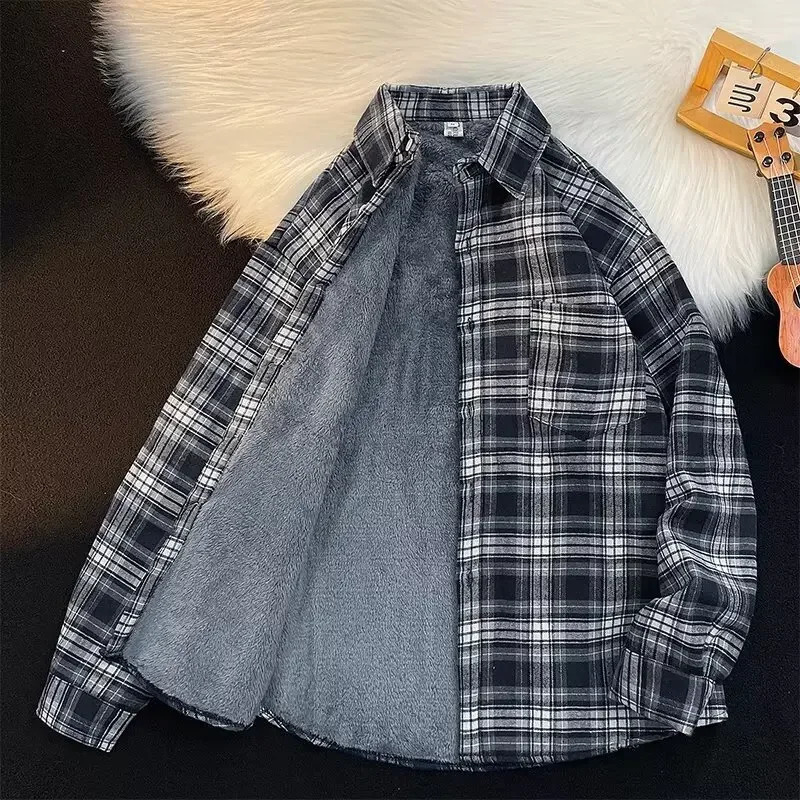 High end wool plain weave mens autumn/winter casual trend long sleeved shirt underwear 241126
