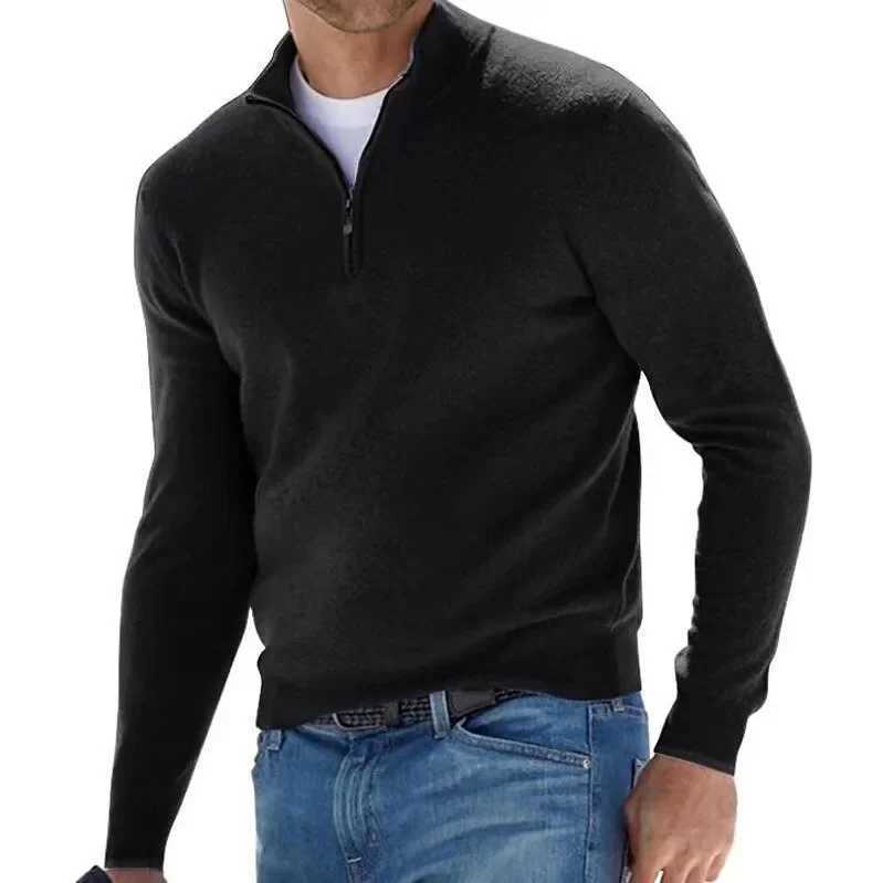 New mens half zipper V-neck knitted top casual floral sweater polo shirt wholesale fashion retail W241126