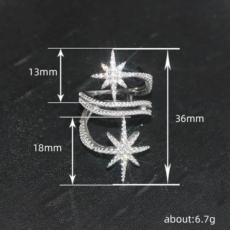 European and American Light Niche Ring Personalized Micro Inlaid with Stars Multilayer Surround Geometric Jewelry 241122