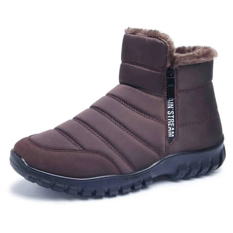 Winter mens ankle snow boots waterproof and non slip mens casual shoes warm plush plus size couple shoelaces 241126