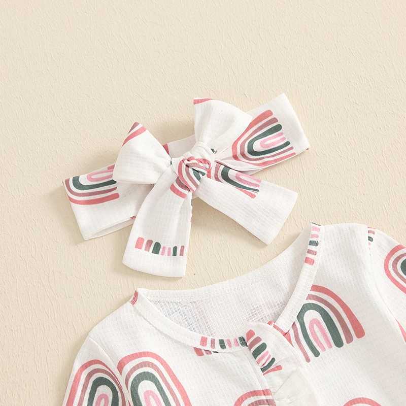 Clothing Sets Cute Toddler Hooded with Colorful Print and Matching Bow Headband for Fall Season Fun H241126
