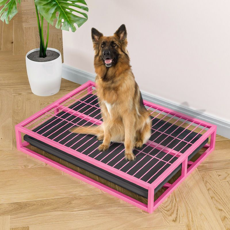 Pet Training Supplies Dog Potty Pad Tray Puppy Plastic Stainless Steel Toilet With Pee Baffle Column for Pet Waste Disposal