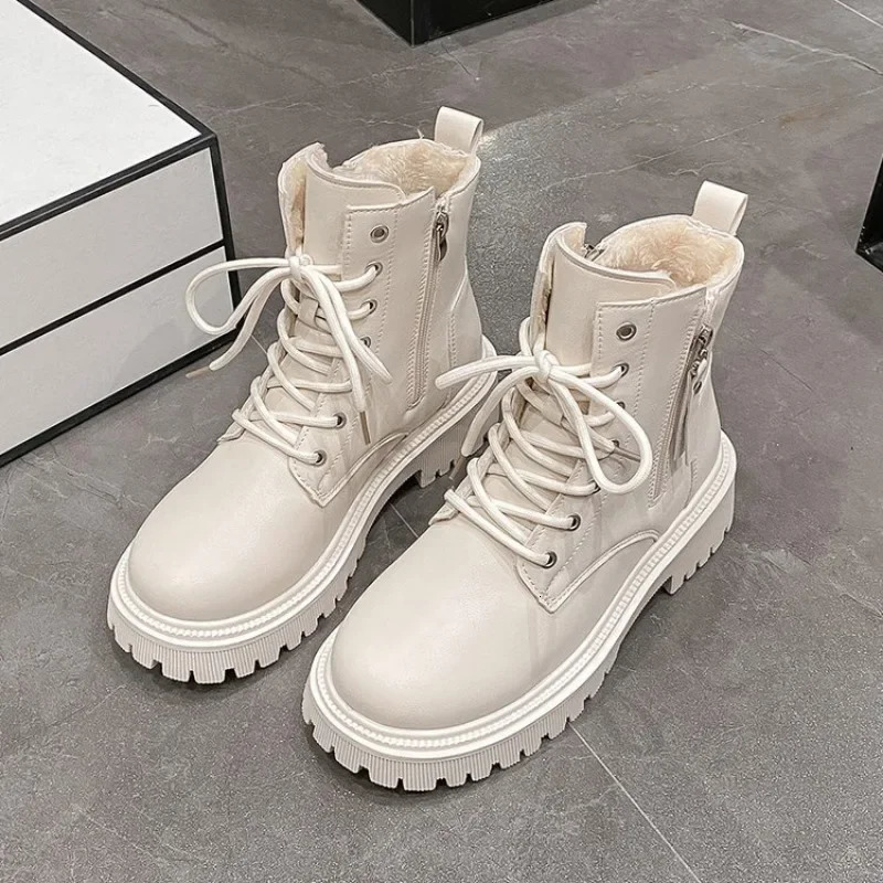 Korean Fashion Casual Knight Autumn Biker Boot Platform Short Thick Bottom Black Ankle Boots Woman 241114