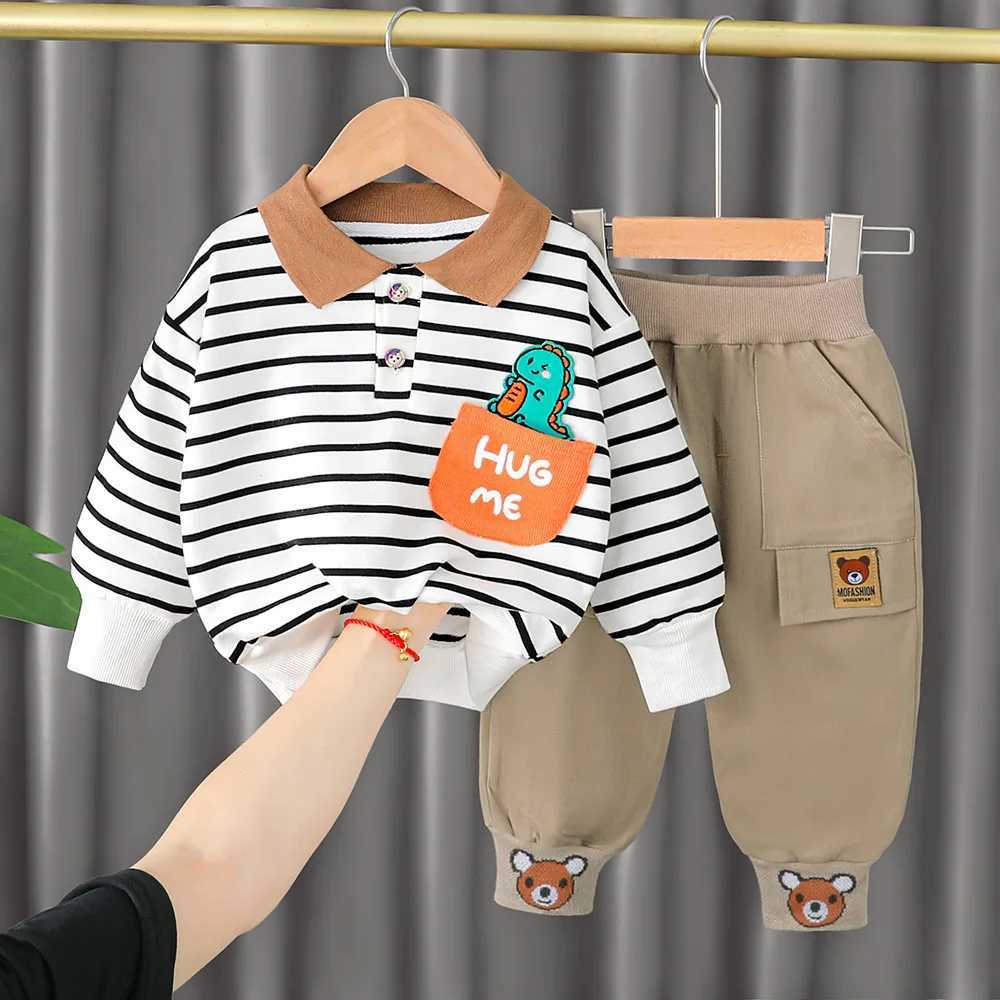 Clothing Sets Toddler Tracksuit Spring Baby Clothing Sets Children Boys Fashion Sport Clothes Kids Cartoon Bear Sweatshirt And Pants 2Pcs Suit H241126