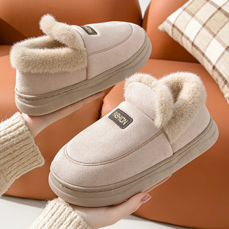Litfun Warm Plush Cotton Slippers For Women Winter 2024 Anti-slip Fur Fluffy House Cotton Shoes Female Comfort Furry Slides 241126
