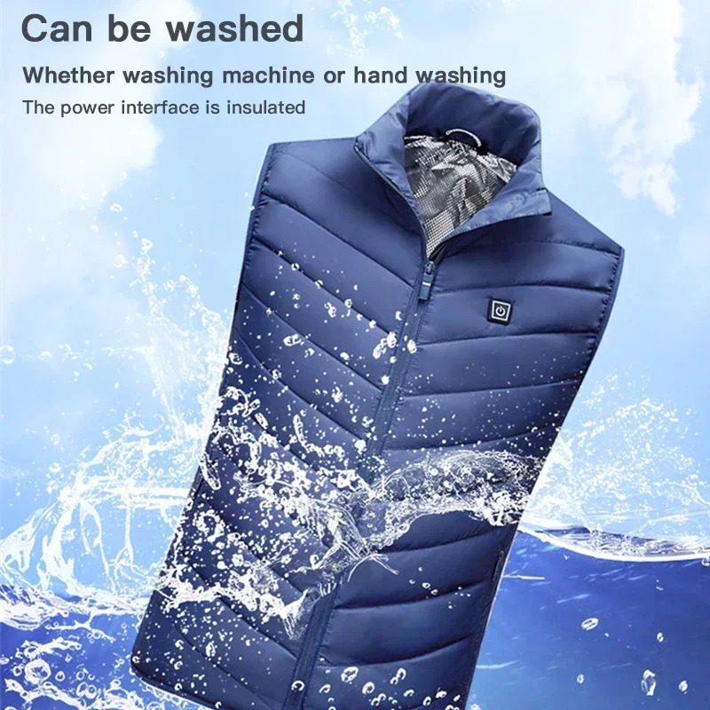 21 Areas Heated Vest Men Women USB Electric Heating Jacket Winter Body Warmer 6XL Oversized Hunting Hiking Cotton Coat 241125