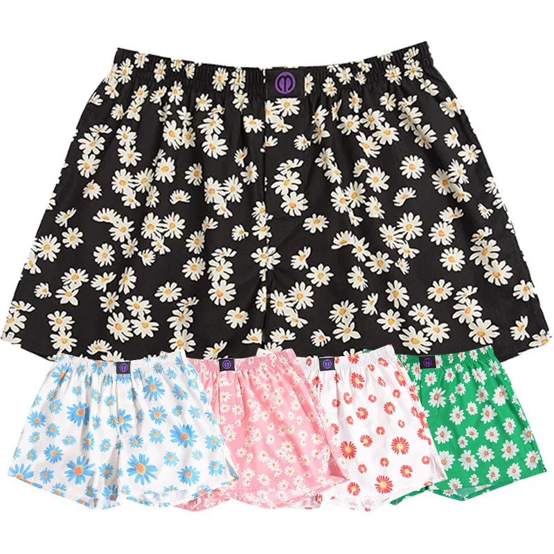 5 colors Chrysanthemum pure cotton underwear pattern suitable for both men and women comfortable and breathable shorts suitable for home leisure 24112