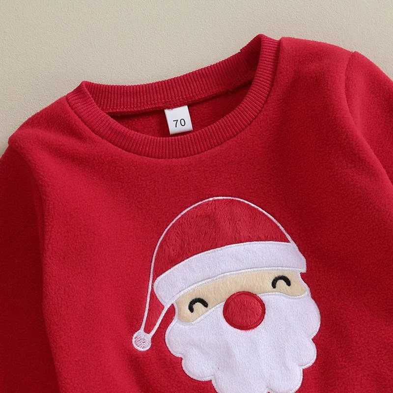 Clothing Sets Toddler Boys Christmas Outfits Set Santa Embroidery Long Sleeve Sweatshirts Solid Color Long Pants Xmas Clothes Set 2Pcs H241126