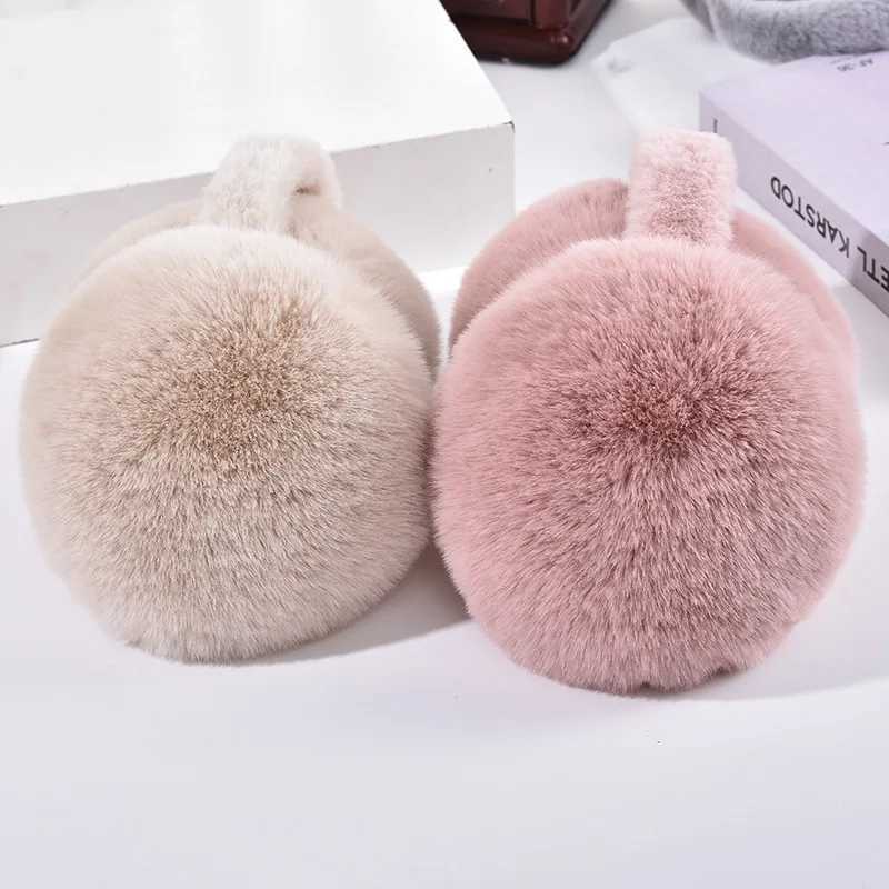 Soft Plush Earmuffs Winter Ear Warmer for Women Men Fashion Solid Color Foldable Earfl Outdoor Cold Protection Ear CoverXJ241126