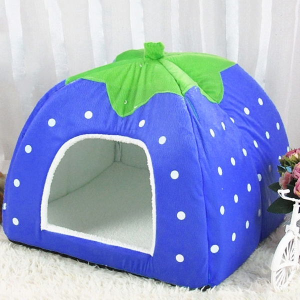 Strawberry Shaped Foldable Pet House Four Seasons Semi-Enclosed Multi-Specification Dog Mat Short Plush Pet House Nest