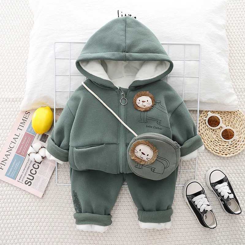 Clothing Sets Baby Boys Clothing Set Autumn Baby Girls Cartoon Lion Hoodies Jacket Pants Bag 3Pcs Suit For Kids Casual Outfits Warm Costume H241126