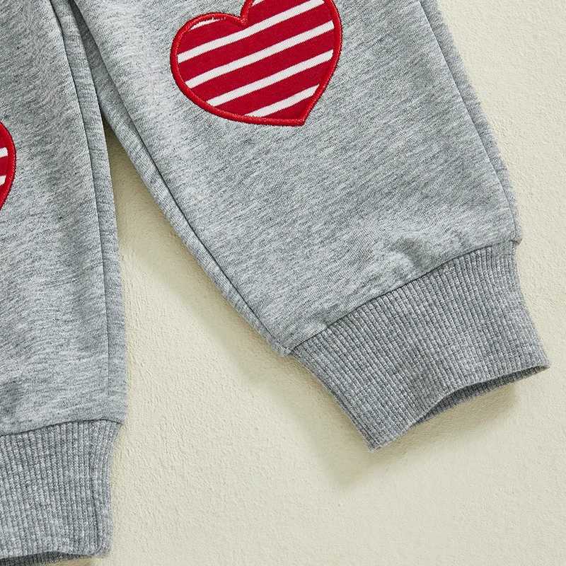 Clothing Sets 0-3Years Baby Boys Kids Valentines Day Clothes Sets Embroidery Letters Long Sleeve O Neck Sweatshirt with Pants 2-piece Outfits H241126