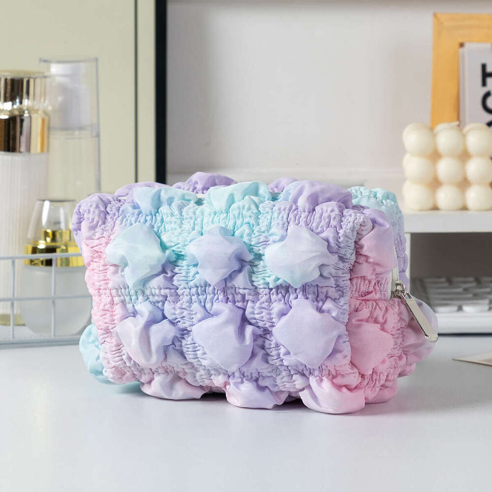 New Bubble Grid Makeup for Women, Handheld, Portable, Square, Waterproof, Cute, Travel, Toilet and Storage Bag