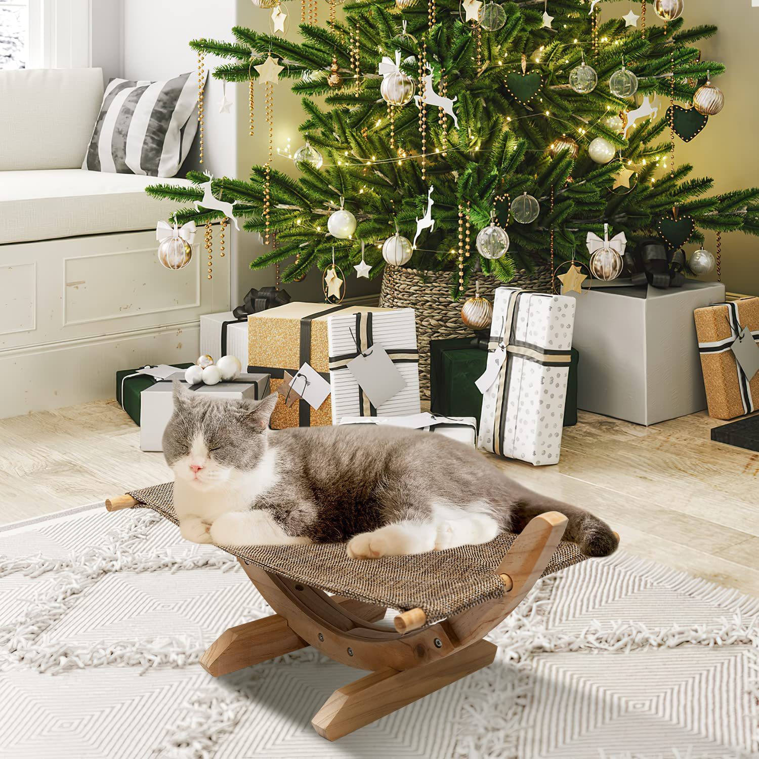 Simple wooden cat hammock cat rocking chair