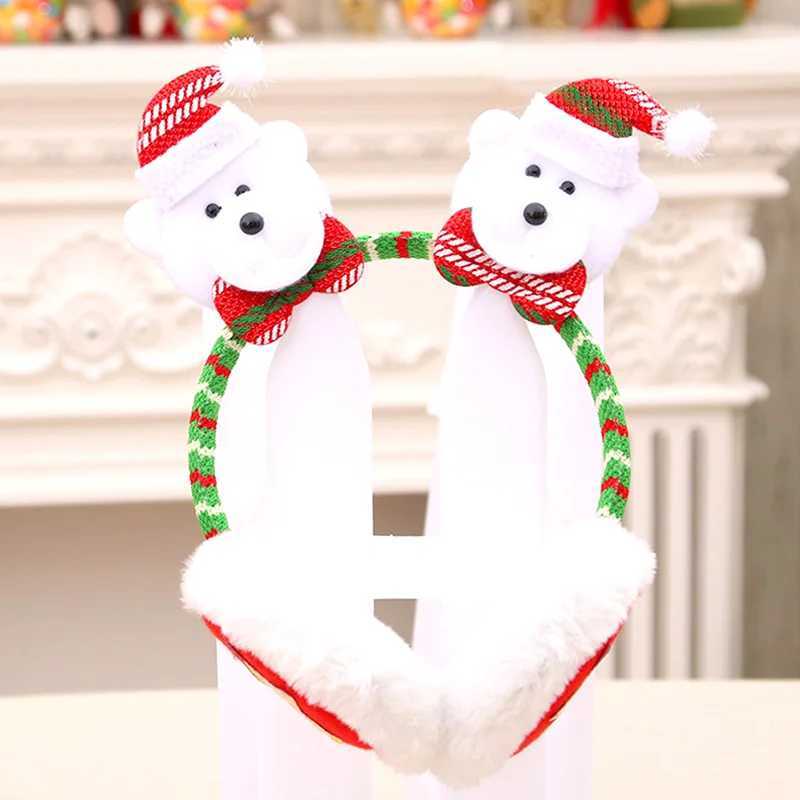 Christmas Headband Deer Santa Haiands Adult Kids Girls Boys Plush Warm Earmuff Xmas Party Cosplay Ear Cover EarwarmerXJ241126