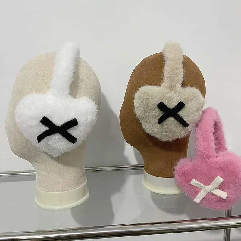 New Women Winter Warm Thickened Bow Earmuffs Kaii Heart Janese JK Women Ear Protection Cycling Eaags Y2k AccoriesXJ241126