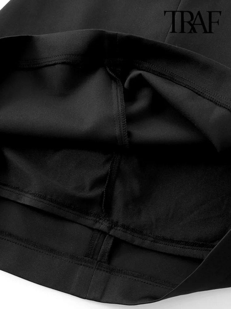 TRAF Womens Comparison Velvet Bow Mini Dress Straight Neck Back Zipper Womens Dress Sexy and Fashionable 241125