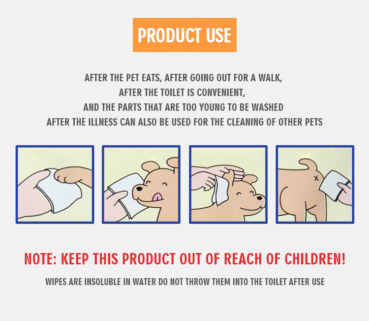 100pcs Pet Wet Wipes Antiseptic Antibacterial Pet Wipes Dogs puppies and Cats Cleaning Wipes