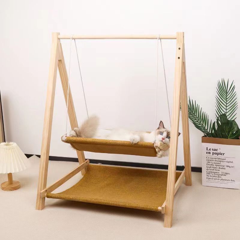 Wooden hanging cat litter breathable cat bed can be cleaned hammock swing hanging pet supplies