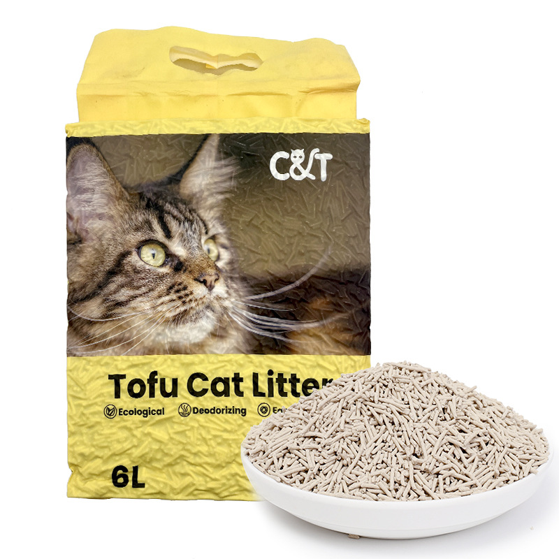 OEM odm High-end deodorizing and dust-free 6L plant fiber strong caking safe tofu cat litter