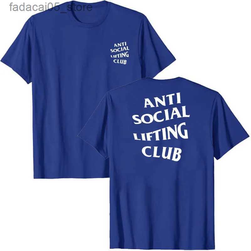 Men's T-Shirts Anti social promotion club T-shirt sports fitness letter printing Sayings graphic top basic short sleeved Q240425